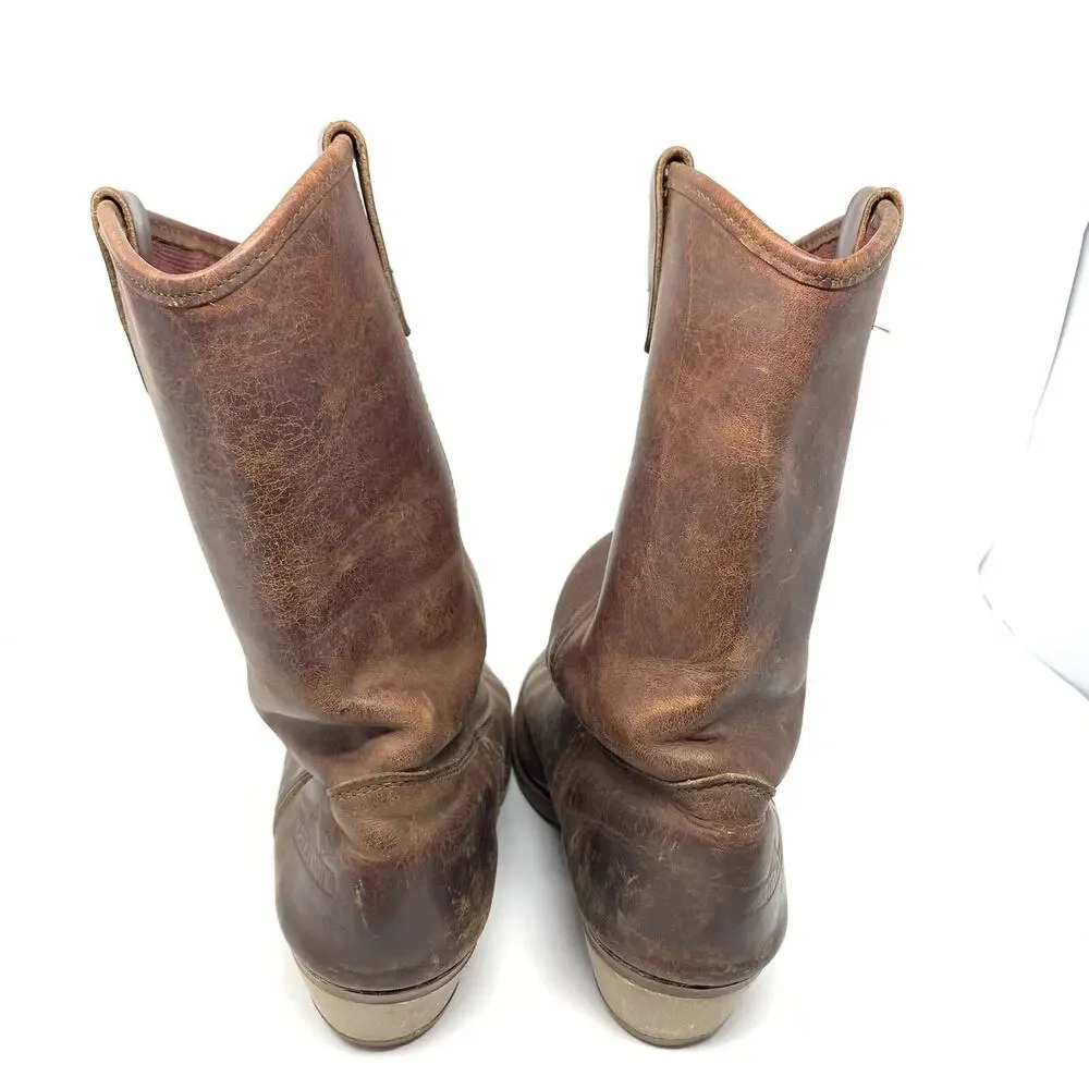 Vintage Matterhorn Brown Size 7.5 EE pull On Boots Vibram Soles Hard-Toe